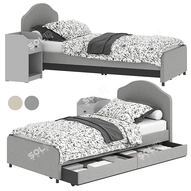 IKEA HAUGA Bed Set: Drawers & Bedside Table 3D model image 1