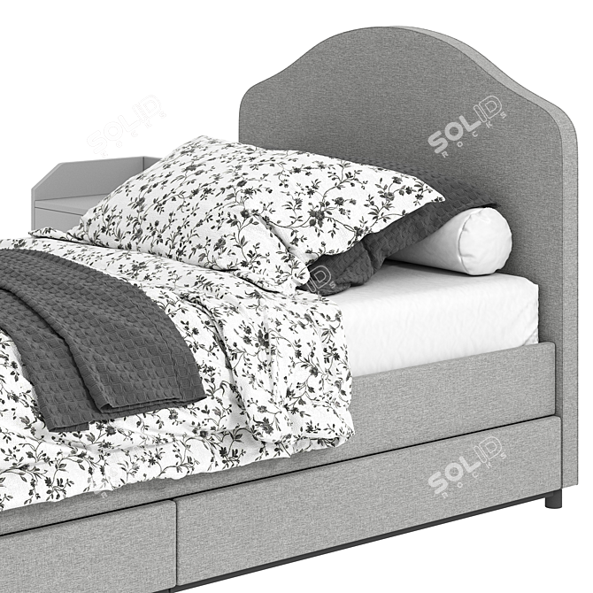 IKEA HAUGA Bed Set: Drawers & Bedside Table 3D model image 3