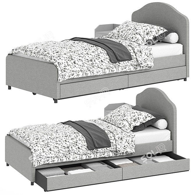 IKEA HAUGA Bed Set: Drawers & Bedside Table 3D model image 5