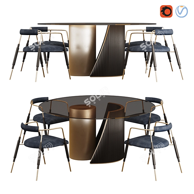 Hege Table and Frame Chair Set 3D model image 1