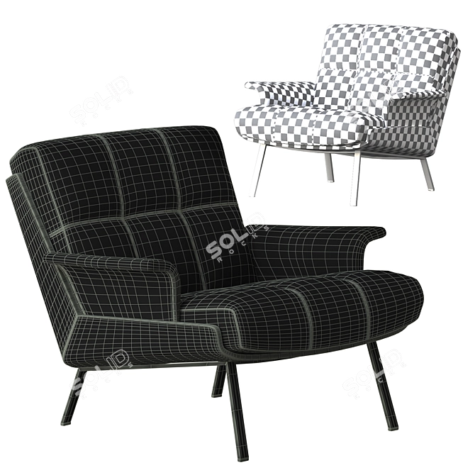 Modern Minotti Daiki Indoor Armchair 3D model image 7