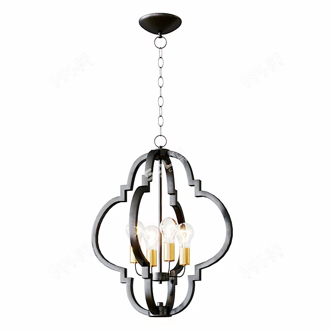 Ayoura Wood Grain Pendant Chandelier 3D model image 2