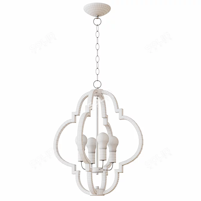 Ayoura Wood Grain Pendant Chandelier 3D model image 3