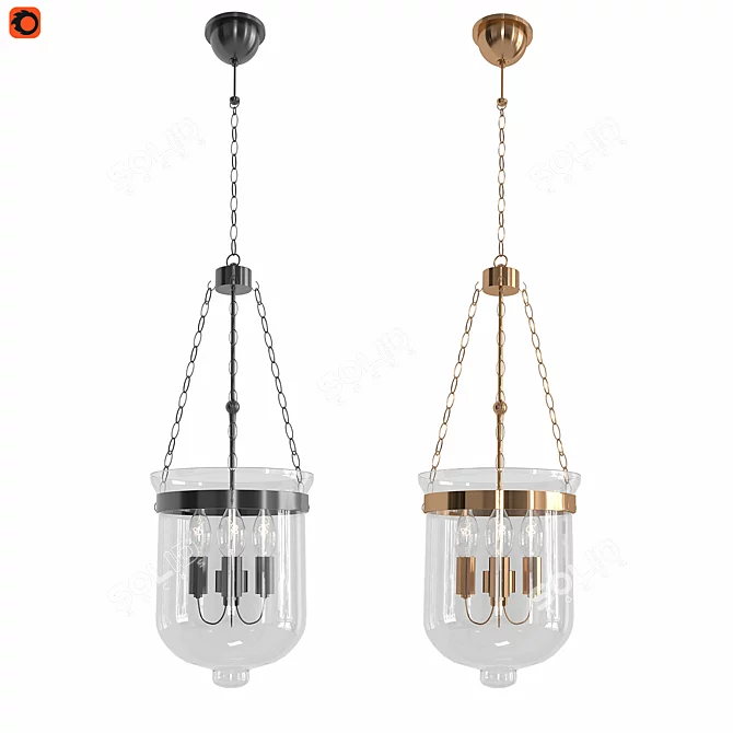 American Country Glass Chandelier 3D model image 2