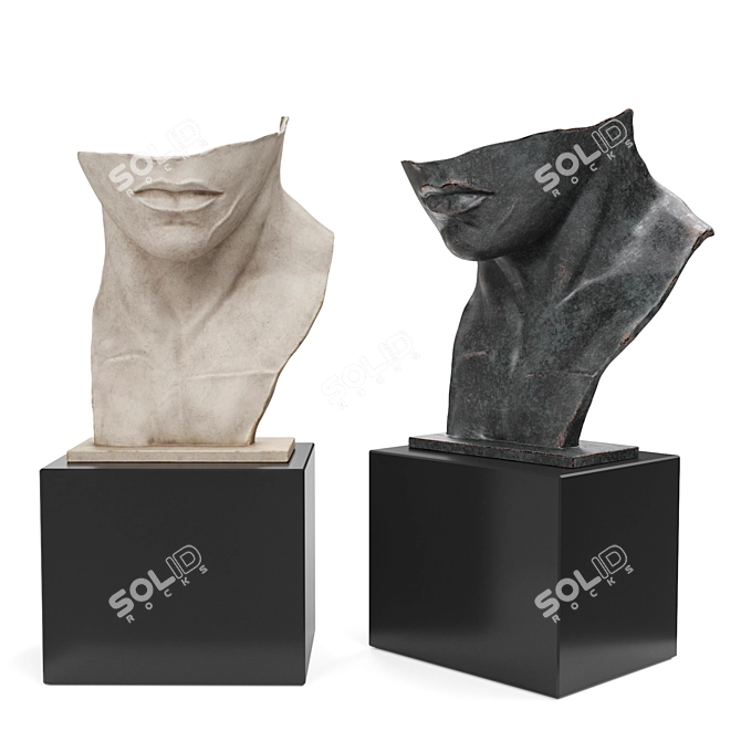 Ethereal Half-Face Sculpture 3D model image 1