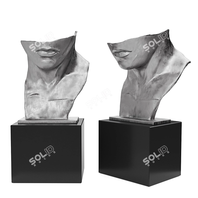 Ethereal Half-Face Sculpture 3D model image 2