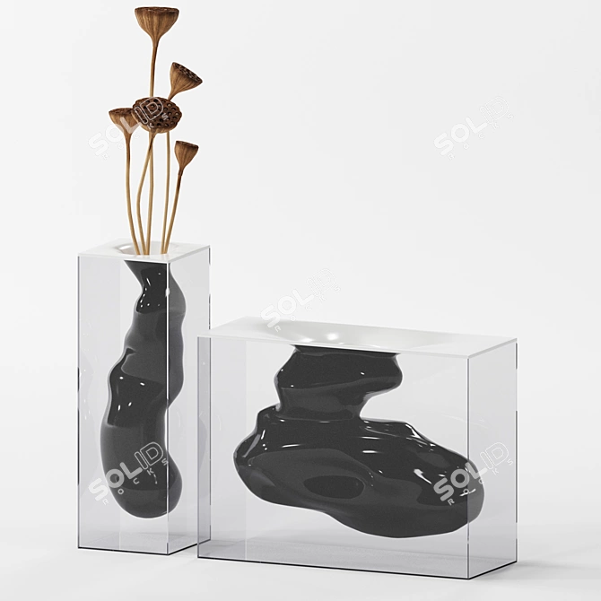 Organic Elegance: Angelo & Angela Glass Vases 3D model image 1