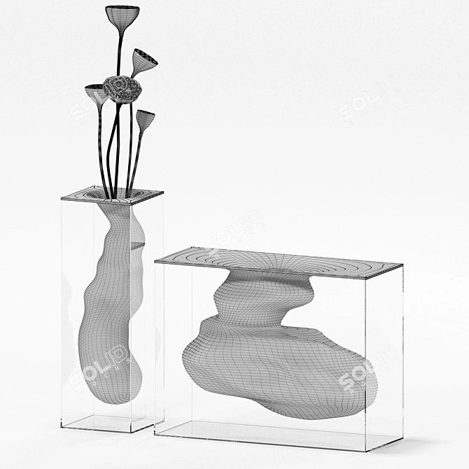 Organic Elegance: Angelo & Angela Glass Vases 3D model image 3