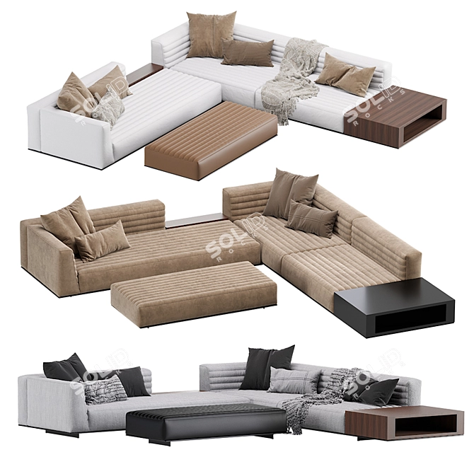 Sleek and Stylish: Minotti Roger Sofa 3D model image 1