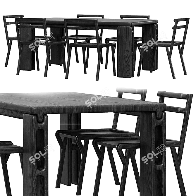 Modern Vonnegut Kraft Table Set 3D model image 1