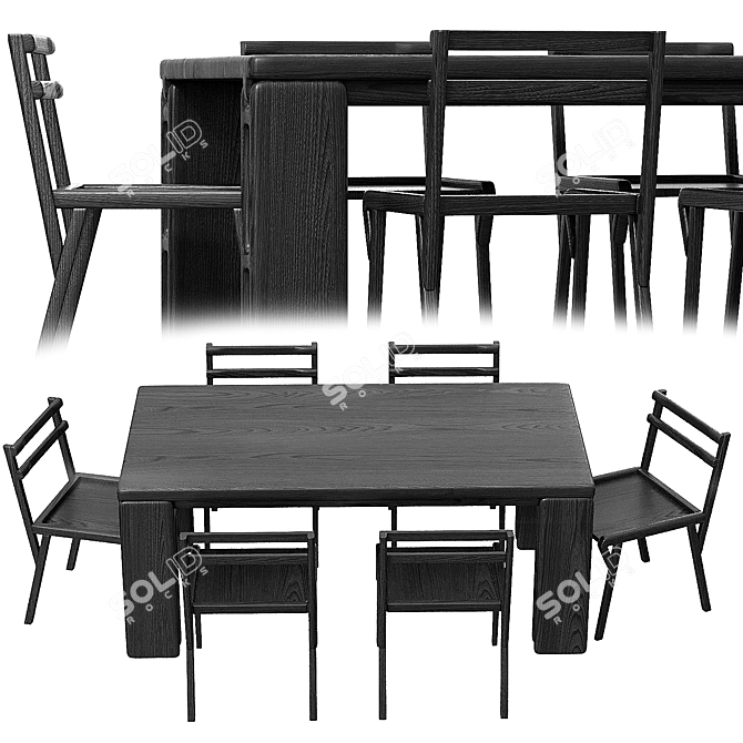 Modern Vonnegut Kraft Table Set 3D model image 3