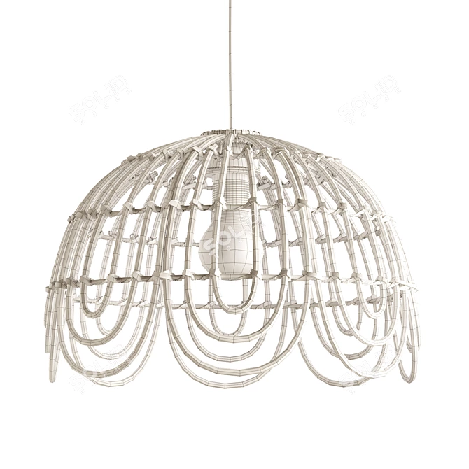 Natural Rattan Lampshade, Kapela 3D model image 2