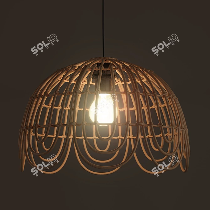 Natural Rattan Lampshade, Kapela 3D model image 3