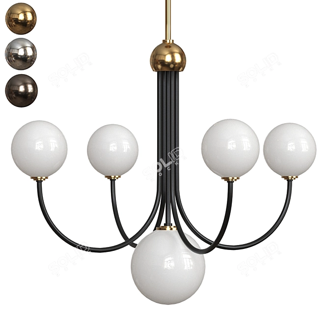 Modern 5-Light LED Chandelier 3D model image 1