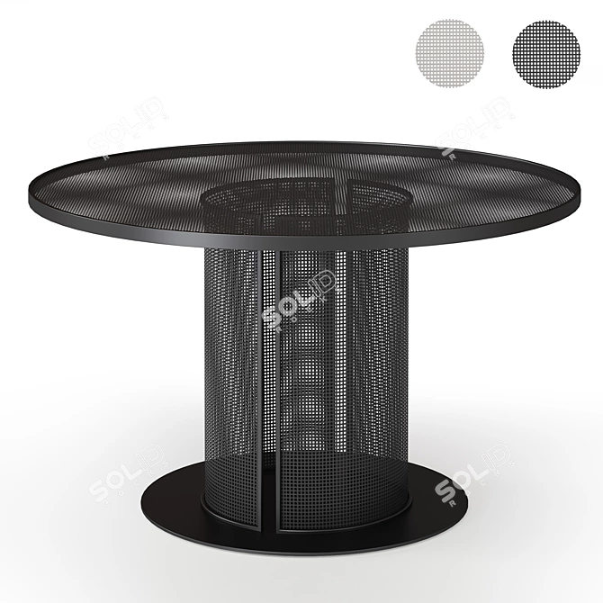 Modern Bauhaus Steel Dining Table 3D model image 7