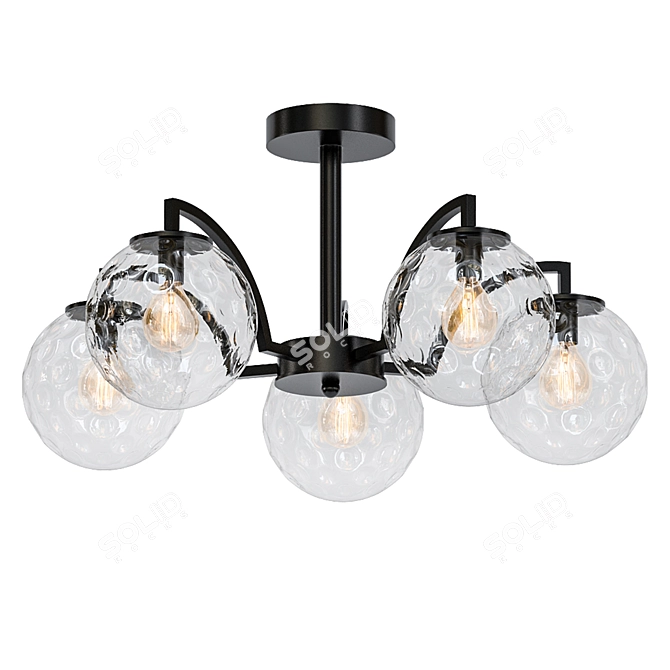 Elegant Black Pearl Ceiling Chandelier 3D model image 1