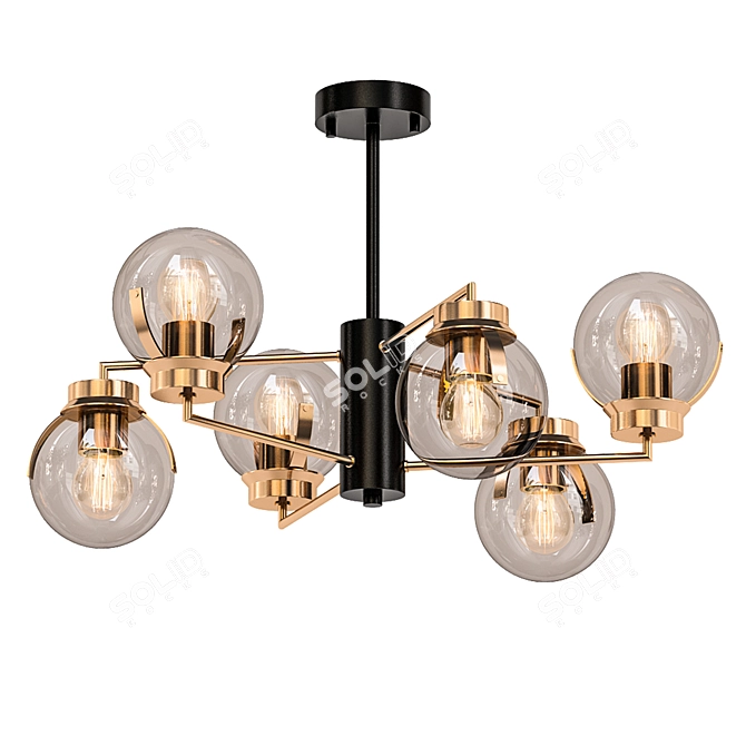 Black Loft Style Ceiling Chandelier 3D model image 1