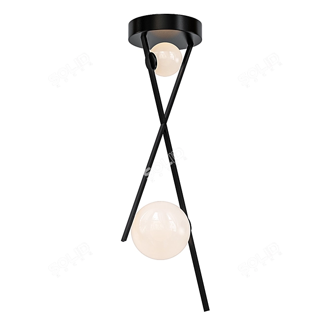 Sleek Matte Black LED Pendant 3D model image 1