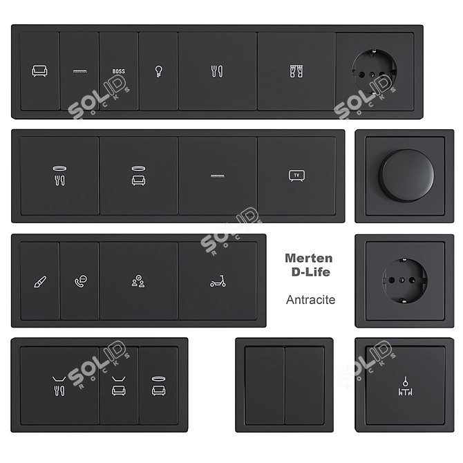 Schneider Electric Merten D-Life: Stylish Sockets & Switches 3D model image 2