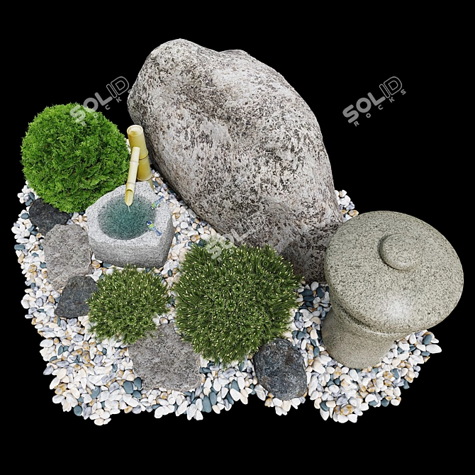 Zen Oasis Tsukubai Rock Garden 3D model image 11