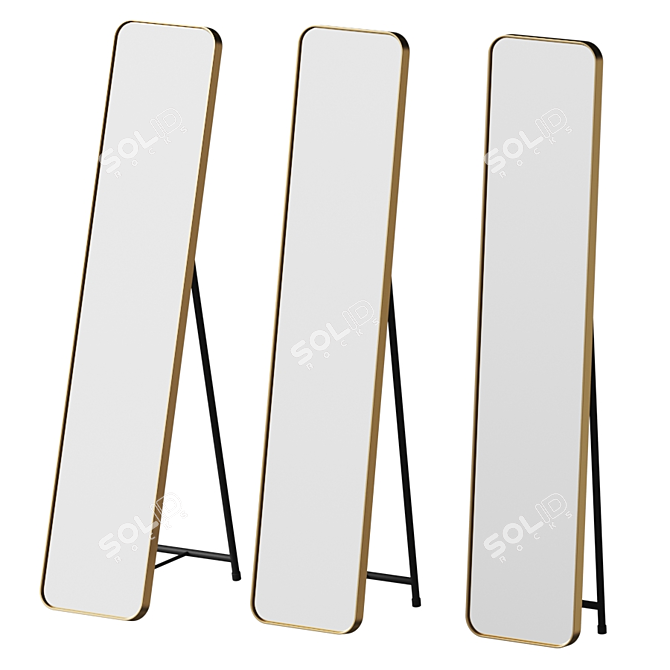 Scandi Style Brass-Framed Full-Length Mirror 3D model image 1