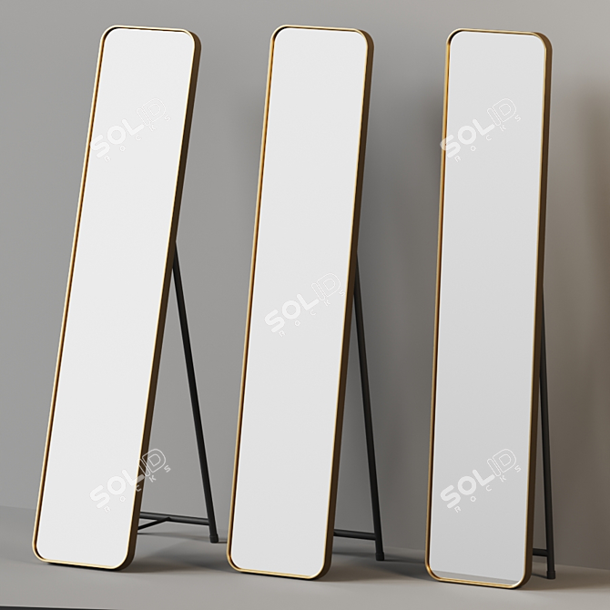 Scandi Style Brass-Framed Full-Length Mirror 3D model image 2