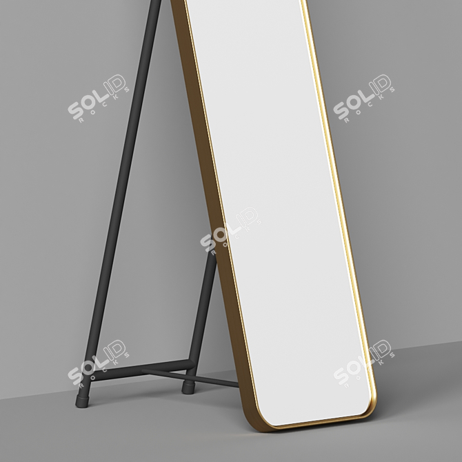 Scandi Style Brass-Framed Full-Length Mirror 3D model image 3