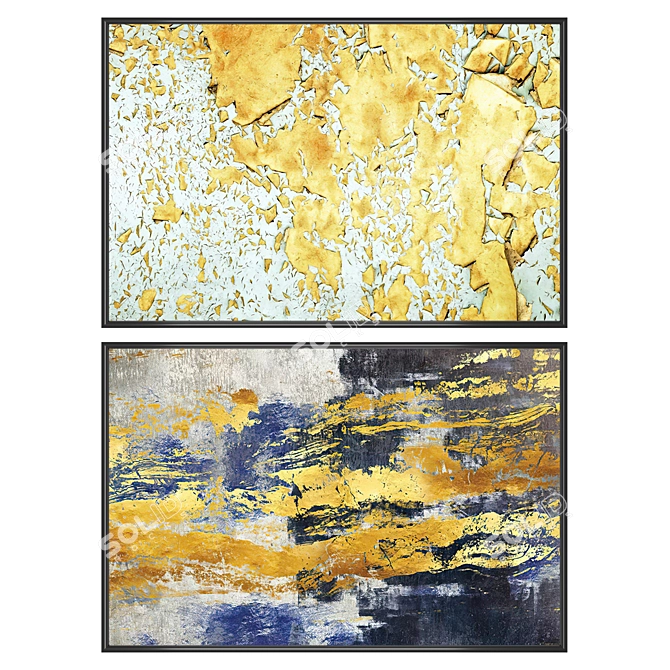 Artistic Impressions Set: 2 Paintings, 4 Frame Options 3D model image 1