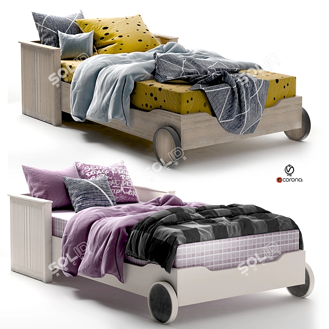 Kid's Car Bed Set 3D model image 1