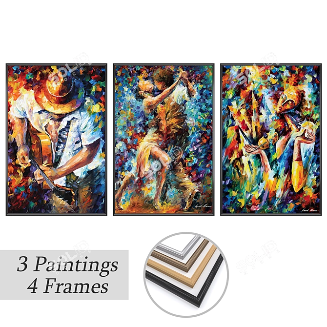 Elegant Frame Set: 3D Wall Paintings 3D model image 1