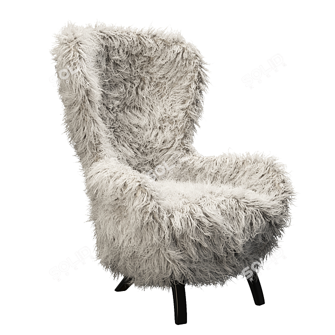 Title: Italian Fluffy Chair in Modern Guelfo Fur 3D model image 1