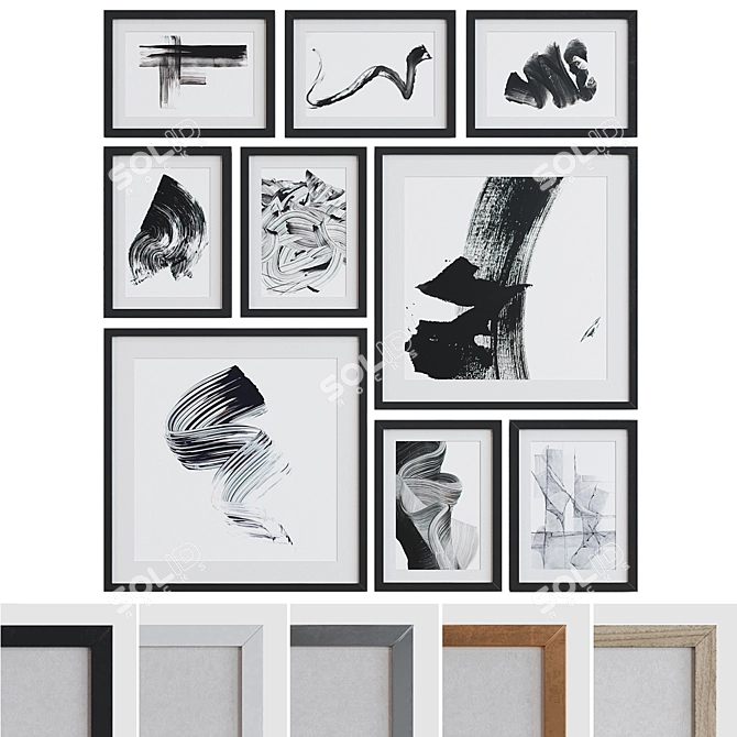 Modern Abstract Picture Frame Set 3D model image 1