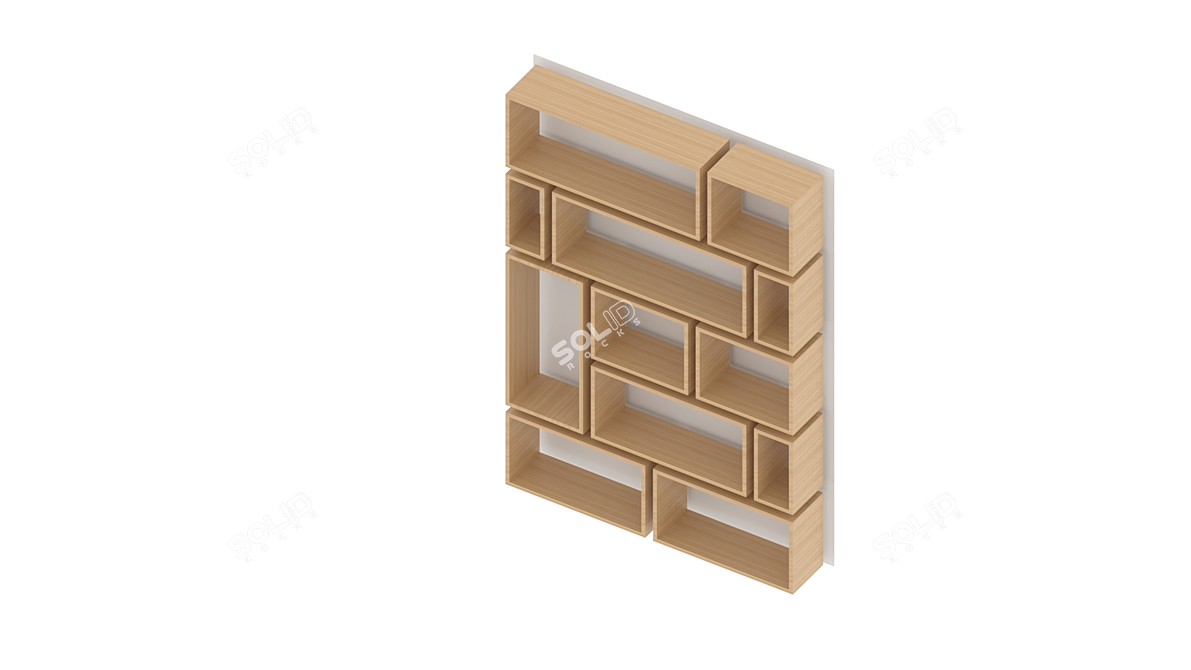 Sturdy Wood Shelving Unit 3D model image 2