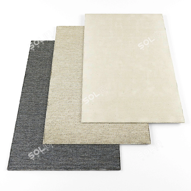 Luxury Textured Rugs Set 3D model image 1