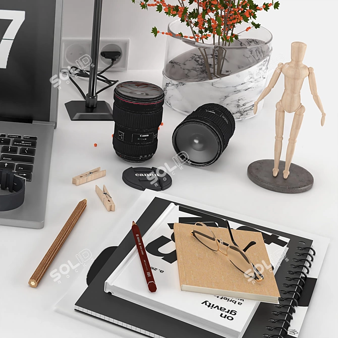 Title: Chic Office Décor Set 3D model image 3