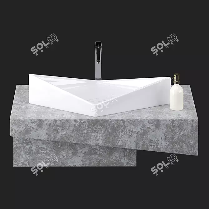 Modern Ceramic Concrete Wash Basin 3D model image 1