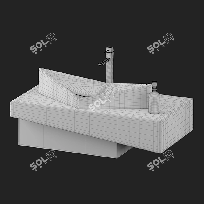 Modern Ceramic Concrete Wash Basin 3D model image 4