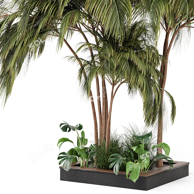 Outdoor Garden Set: Bush and Tree - Set 282 3D model image 4