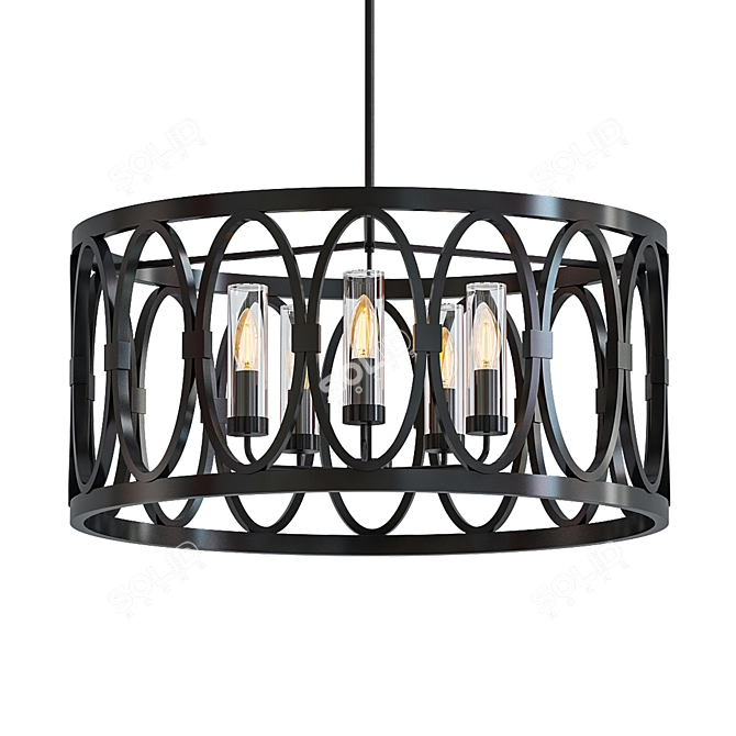 Elegant Weathered Zinc Chandelier 3D model image 1