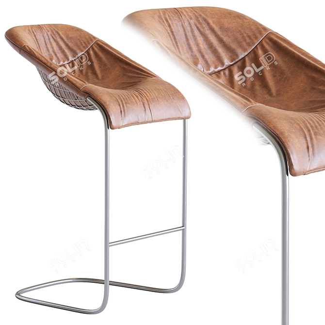 Sleek Cortina Barstool | Stylish and Compact 3D model image 2