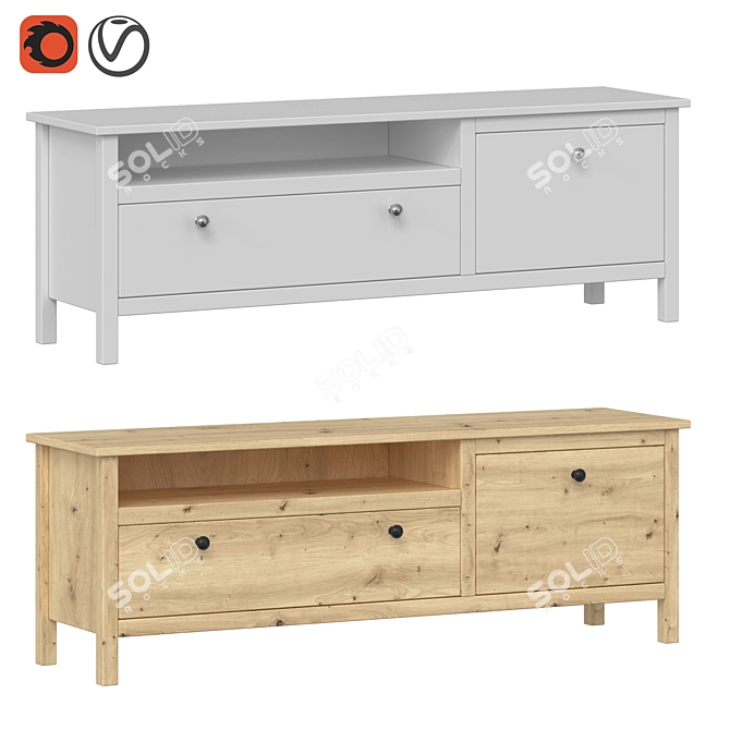 Elegant White TV Stand with Storage 3D model image 1