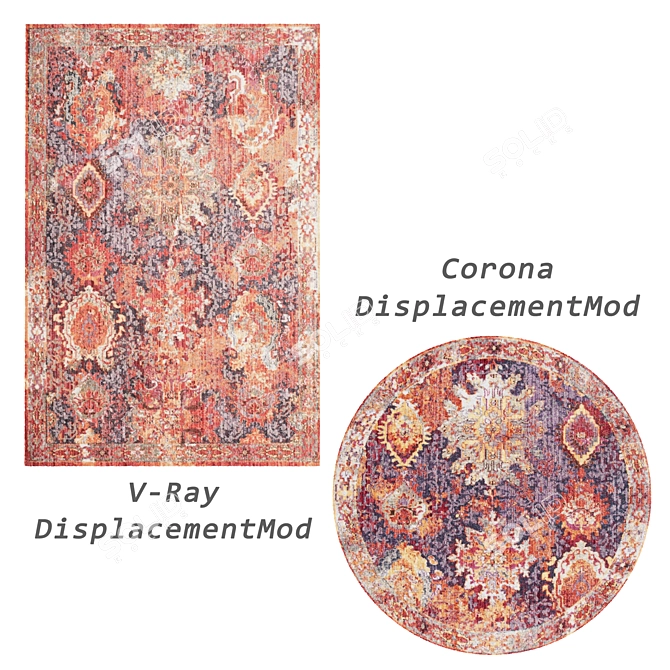 Versatile Rug Set: 4 Folded & 4 Flat Rugs 3D model image 3