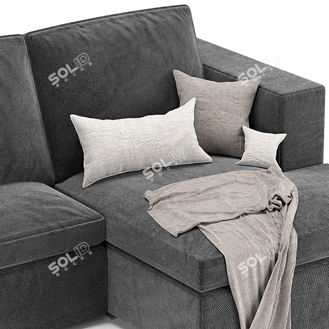 Modern Black Vario Corner Sofa 3D model image 3