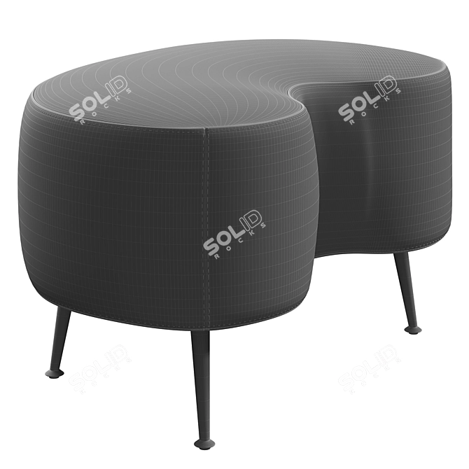 Kid Ottoman: Luxurious Shearling Accent 3D model image 5