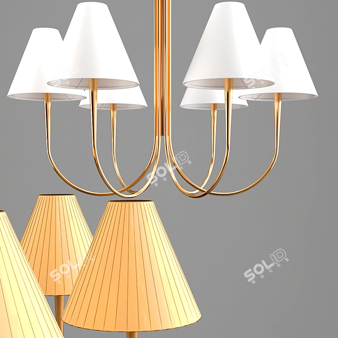 Elegant Swoop Arm Chandelier 3D model image 2