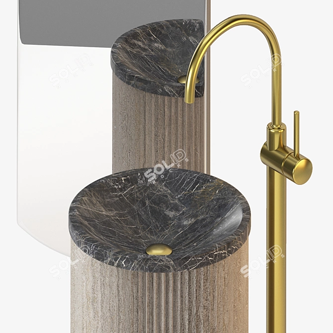 Elegant Stone Wash Basin 3D model image 3