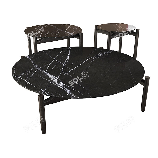 Elegant Marble and Wood Coffee Tables 3D model image 1