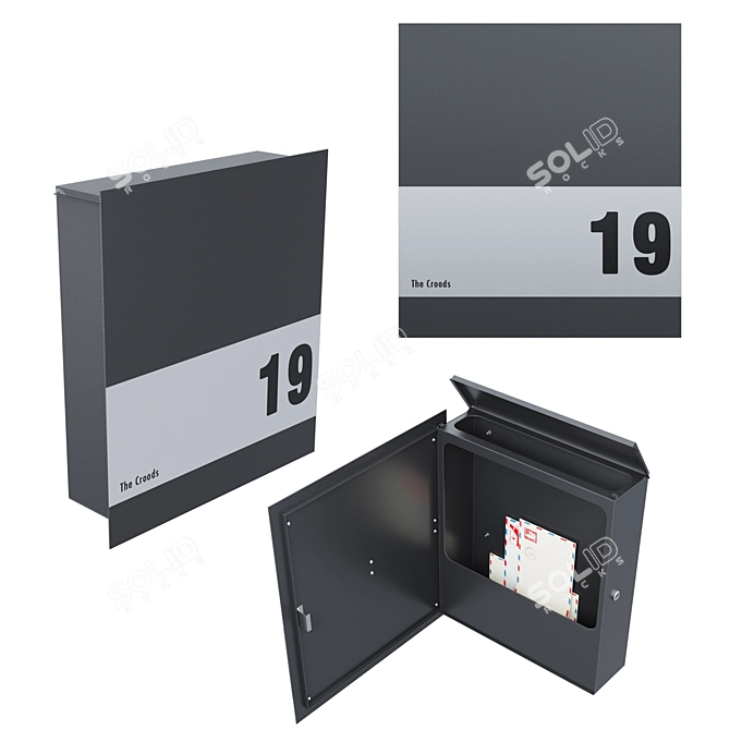 Compact Metal Mailbox - 450x120x500mm 3D model image 1