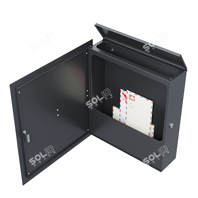 Compact Metal Mailbox - 450x120x500mm 3D model image 2