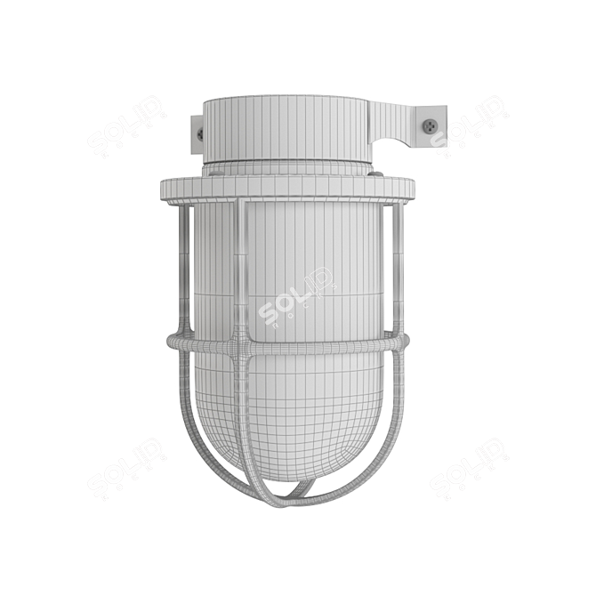 Industrial Bulkhead Wall Light 3D model image 7